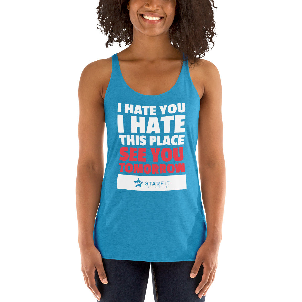 Women's Racerback Tank - "I Hate You" Logo - (Dark Colors) - StarFit Studio