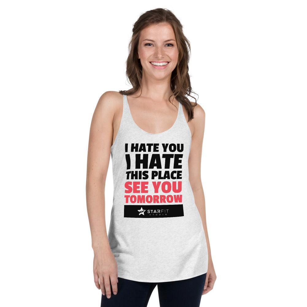 Women's Racerback Tank - "I Hate You" Logo - (Light Colors) - StarFit Studio