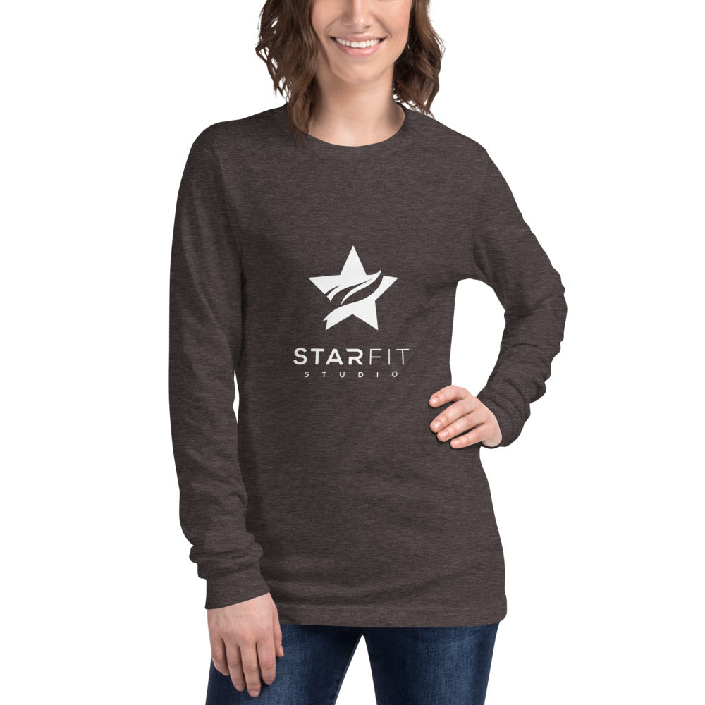 Unisex Long Sleeve Tee- White Logo - (All Colors) - StarFit Studio