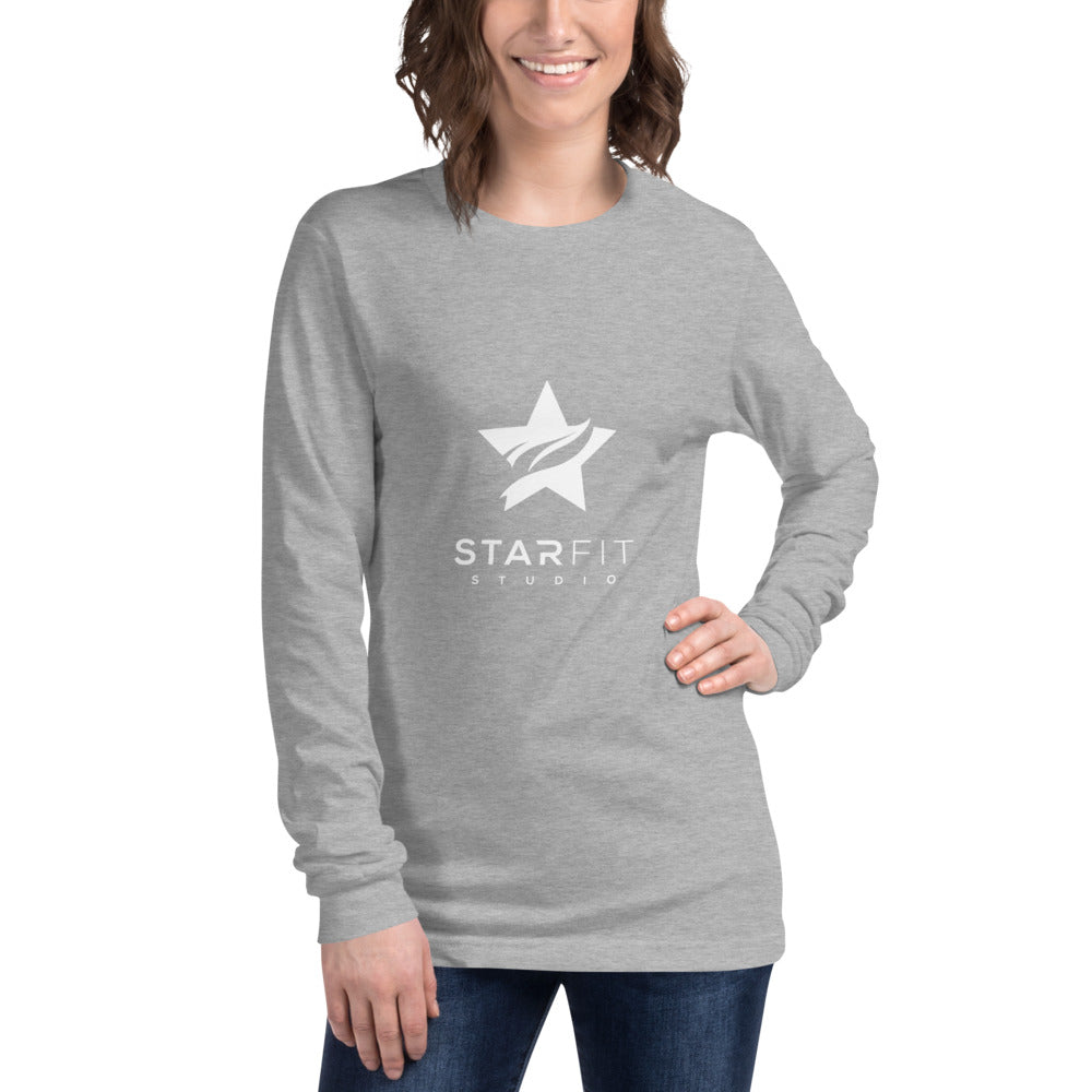 Unisex Long Sleeve Tee- White Logo - (All Colors) - StarFit Studio